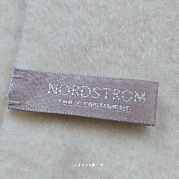 NWOT Nordstrom Cashmere Ivory Woven Fringe Scarf - Picture 5 of 13